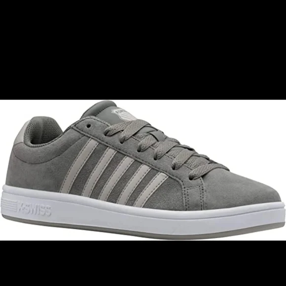 K-Swiss Men's Low-top Sneakers COURT TIEBREAK SDE Casual Gray Shoe 07012-339-M - Picture 2 of 7
